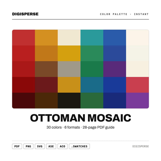 Ottoman Mosaic Color Palette | 30 Procreate Swatches, ASE Guide (Digital Download)