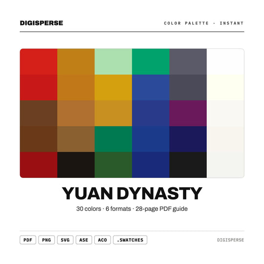 Yuan Dynasty Color Palette | 30 Procreate Swatches, ASE Guide (Digital Download)