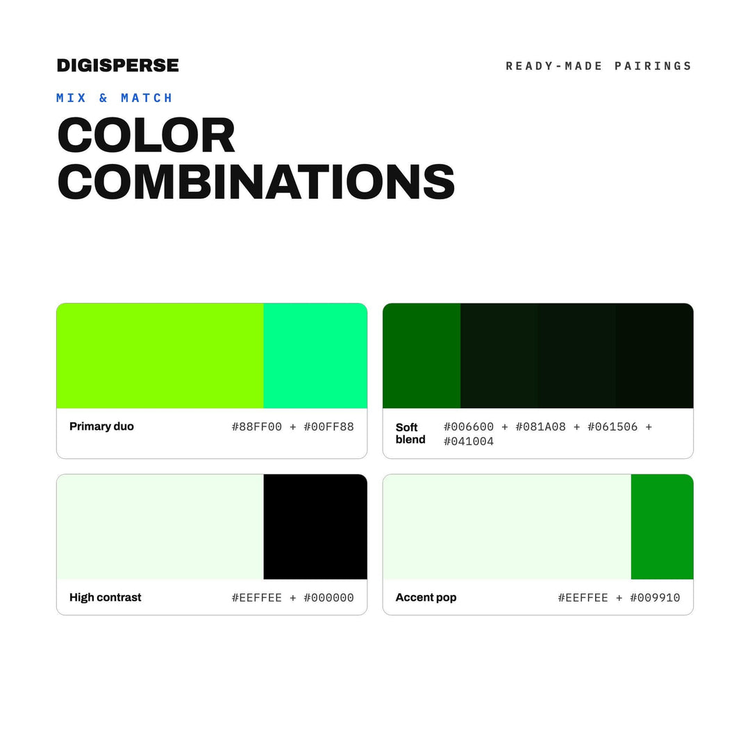 Matrix Green Color Palette | 30 Colors | Hex RGB CMYK | Color Guide | Procreate Swatches + ASE | Digital Download