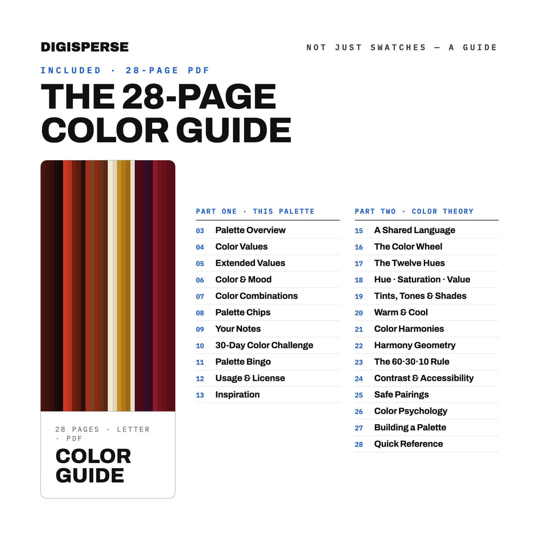 Balsamic Color Palette | 30 Deep Rich Tones, HEX, RGB, CMYK (Digital Download)