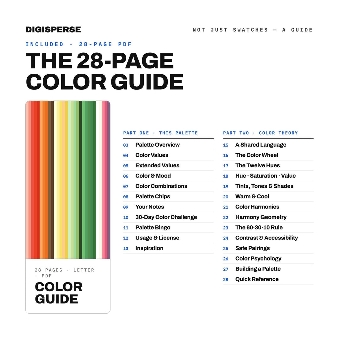Garden Salad Color Palette | 30 Colors | Hex RGB CMYK | Color Guide | Procreate Swatches + ASE | Digital Download