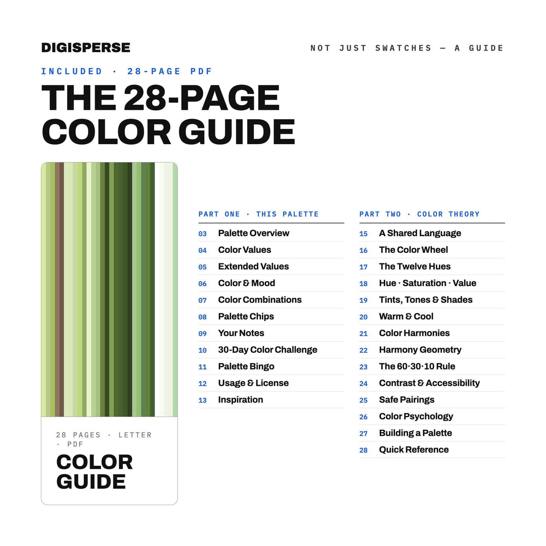 Green Tea Color Palette | 30 Procreate Swatches, ASE Guide (Digital Download)