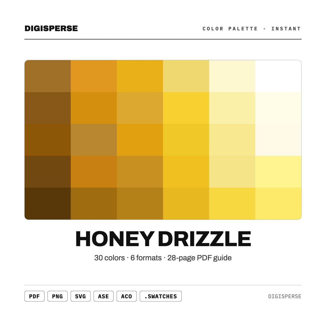 Honey Drizzle Color Palette | 30 Warm Tones, Procreate, ASE (Digital Download)
