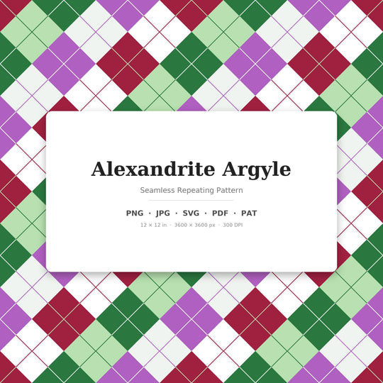 Alexandrite Argyle Digital Paper for Jewel Tone Crafts, Seamless Gemstone Diamond Check for Fabric Printing and Scrapbooking