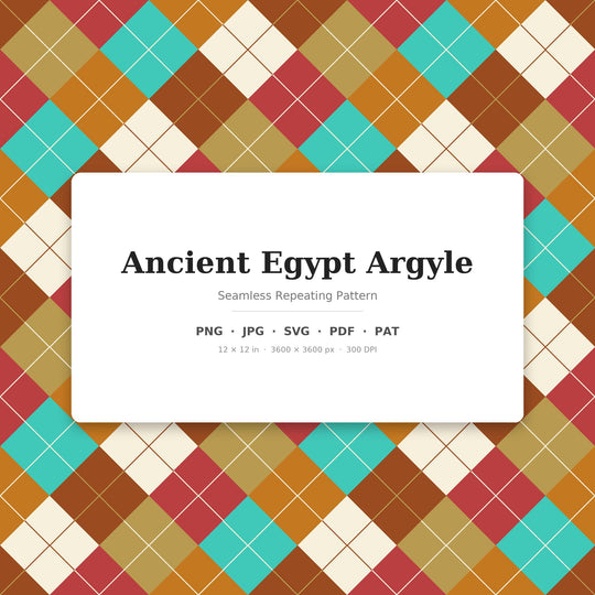 Ancient Egypt Argyle Digital Paper for Historical Craft Projects, Seamless Gold Diamond Grid for Fabric and Scrapbooking