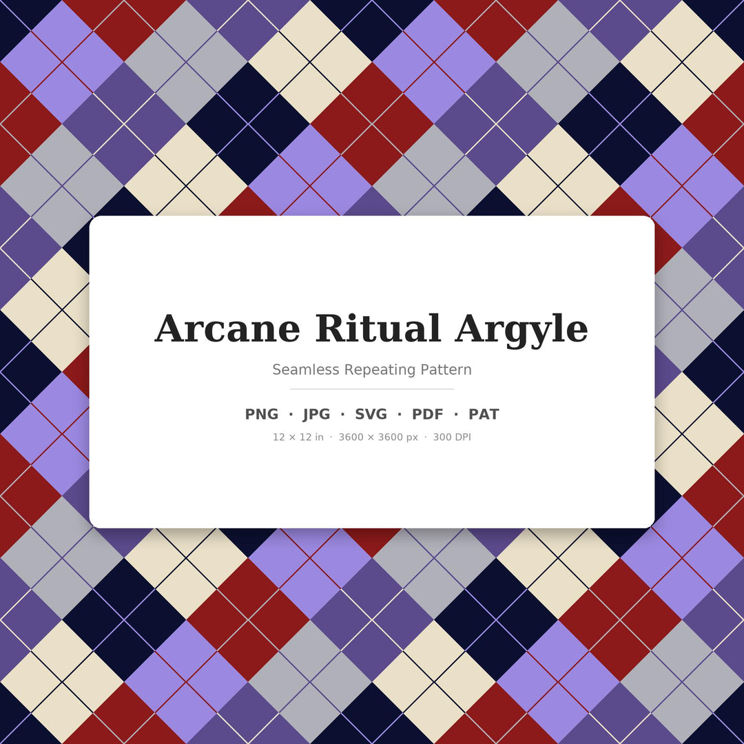 Arcane Ritual Argyle Digital Paper for Witchy Craft Projects, Seamless Occult Diamond Grid for Fabric and Scrapbooking