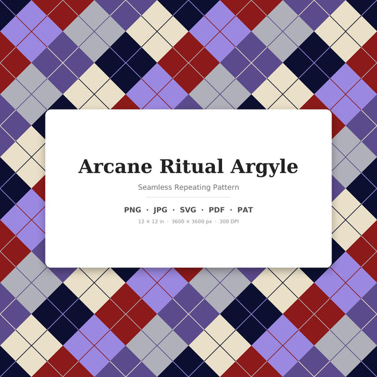 Arcane Ritual Argyle Digital Paper for Witchy Craft Projects, Seamless Occult Diamond Grid for Fabric and Scrapbooking