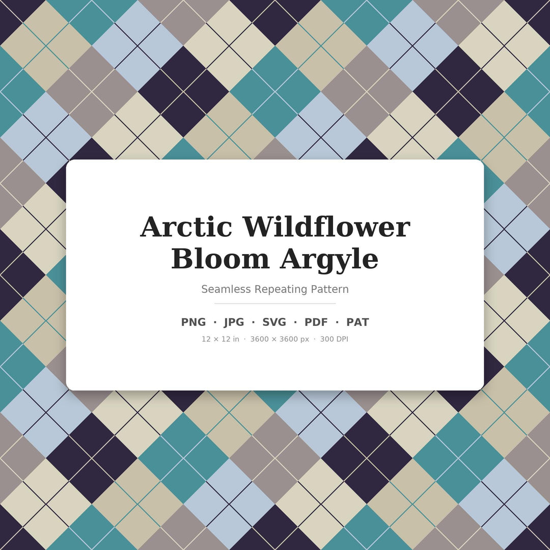 Arctic Wildflower Bloom Argyle Digital Paper for Nordic Craft Projects, Seamless Floral Diamond Lattice for Fabric Printing and Scrapbooking