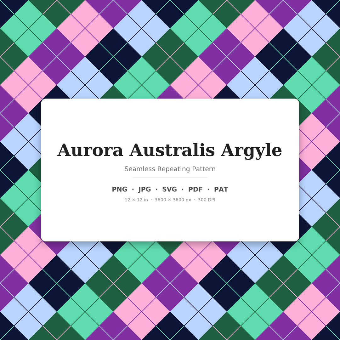 Aurora Australis Argyle Seamless Pattern | Multi-Color Digital Paper (Digital Download)