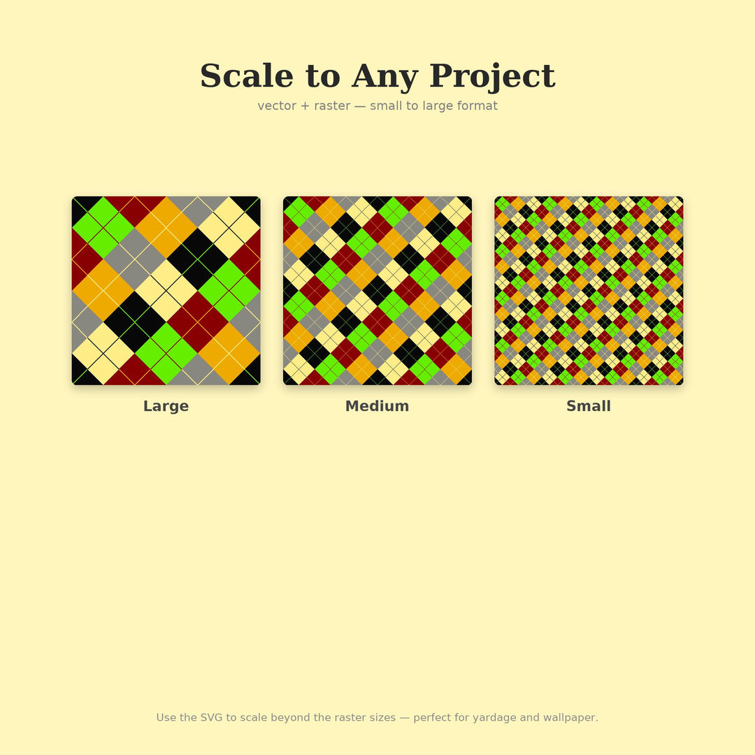 B-Movie Horror Argyle Seamless Pattern | Multi-Color Fabric Design (Digital Download)