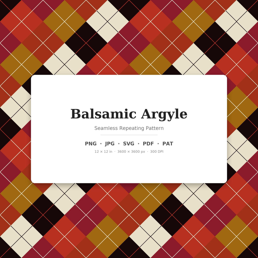 Balsamic Argyle Seamless Pattern | Multi-Color Balsamic Argyle | .png .jpg .svg .pdf .pat | Digital Paper | Fabric & Surface Design