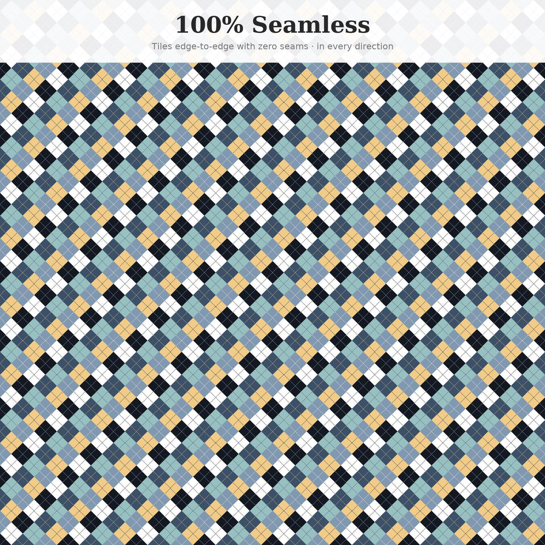 Baltic Argyle Seamless Pattern | Multi-Color Baltic Sea Argyle | .png .jpg .svg .pdf .pat | Digital Paper | Fabric & Surface Design