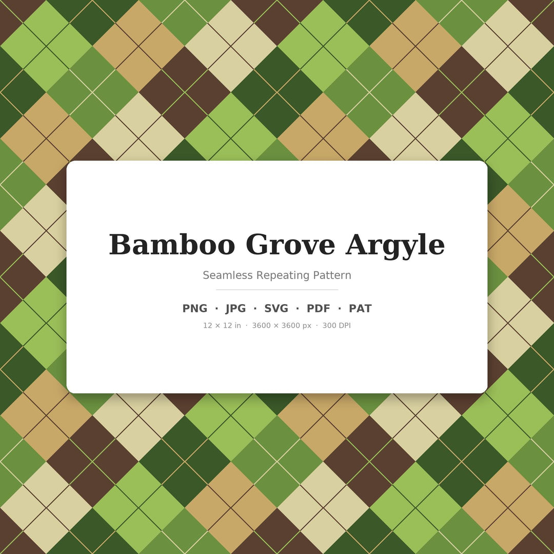 Bamboo Argyle Seamless Pattern | Multi-Color Bamboo Grove Argyle | .png .jpg .svg .pdf .pat | Digital Paper | Fabric & Surface Design
