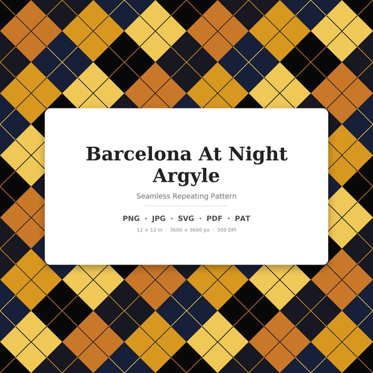 Barcelona Argyle Seamless Pattern | Multi-Color Barcelona At Night Argyle | .png .jpg .svg .pdf .pat | Digital Paper