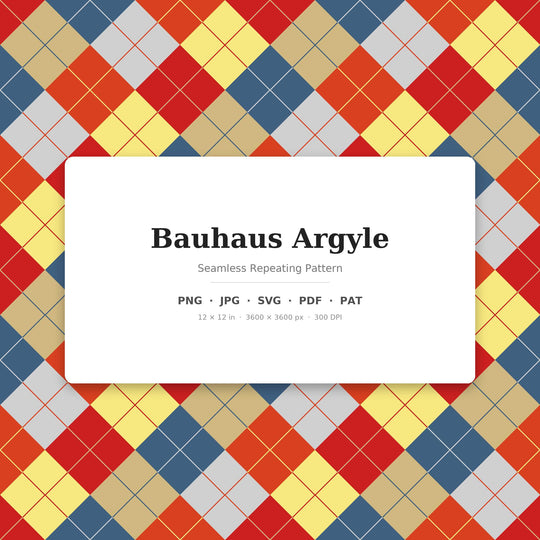Bauhaus Argyle Seamless Pattern | Multi-Color Fabric Design (Digital Download)