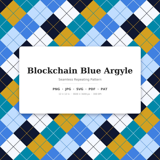 Blockchain Blue Argyle Digital Paper for Tech Craft Projects, Seamless Digital Diamond Lattice for Fabric and Scrapbooking