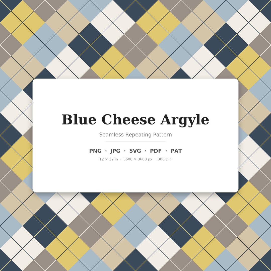Blue Cheese Argyle Digital Paper for Foodie Craft Projects, Seamless Marbled Diamond Grid for Fabric and Scrapbooking