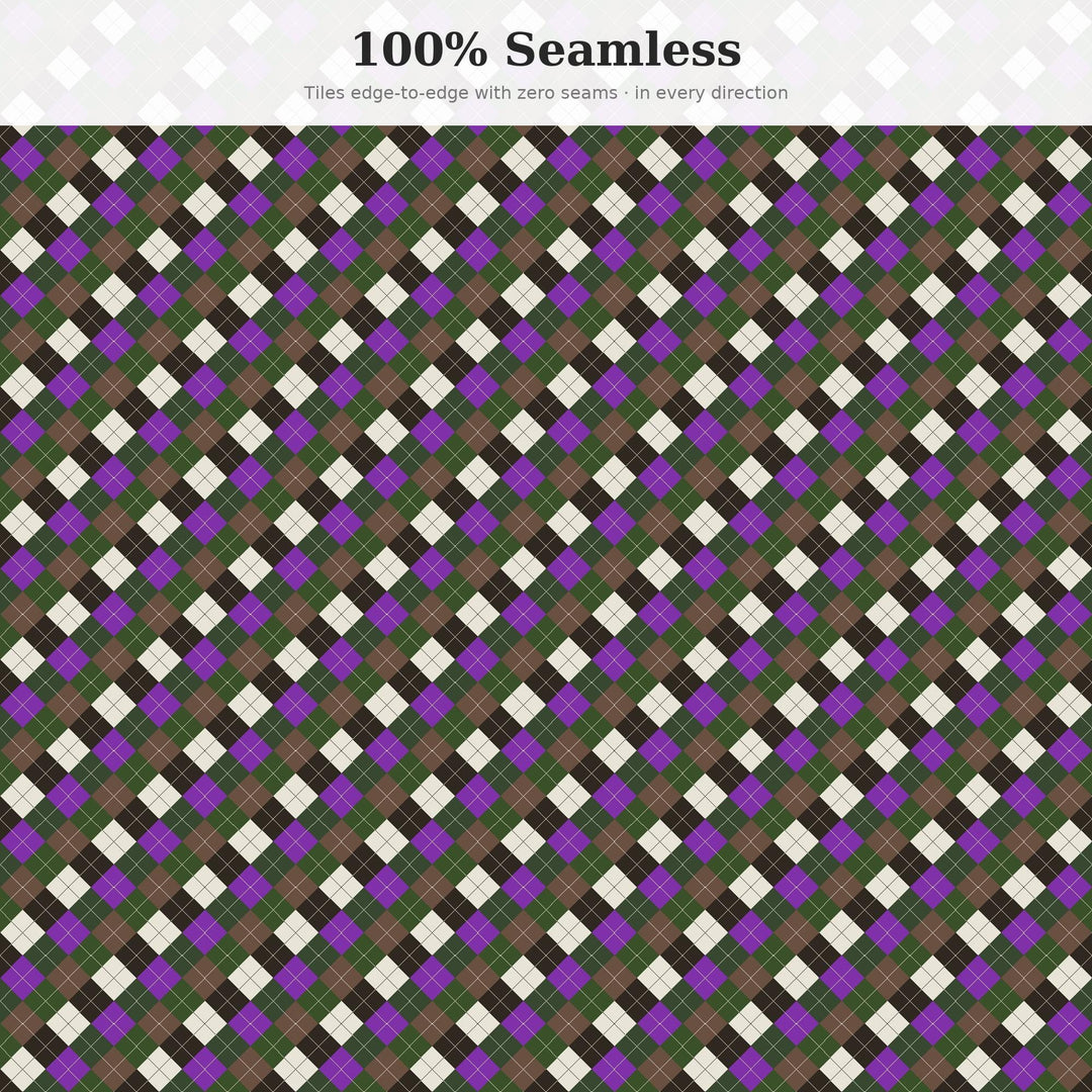 Bog Witch Argyle Digital Paper for Witchy Craft Projects, Seamless Mossy Diamond Check for Fabric and Scrapbooking