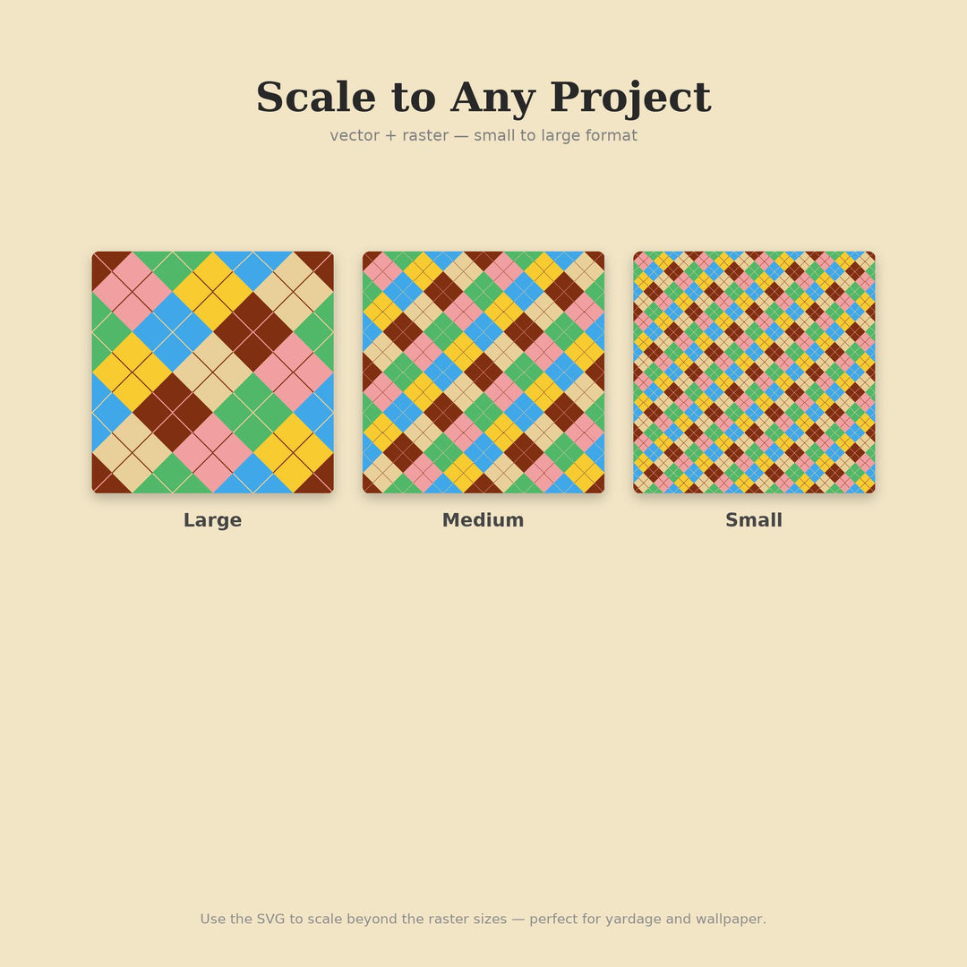Bossa Nova Argyle Seamless Pattern | Multi-Color Fabric Design (Digital Download)