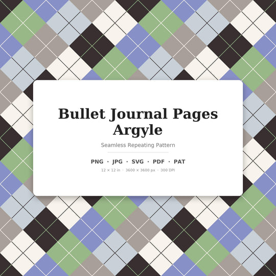 Bullet Argyle Seamless Pattern | Multi-Color Bullet Journal Pages Argyle | .png .jpg .svg .pdf .pat | Digital Paper