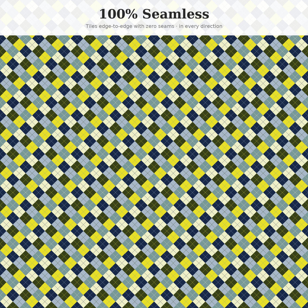 Calm Before The Storm Argyle Seamless Pattern | Multi-Color Fabric Design (Digital Download)
