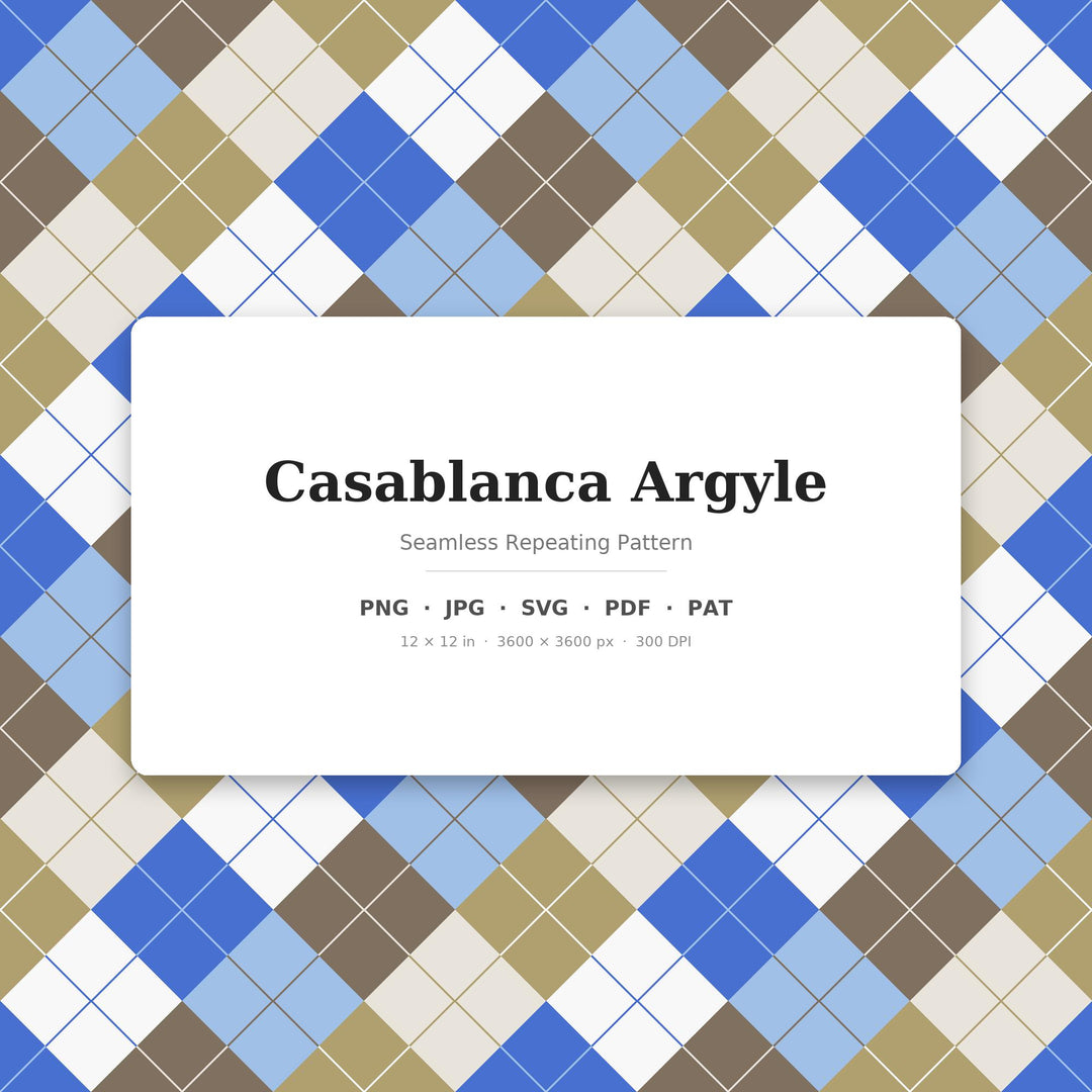 Casablanca Argyle Seamless Pattern | Multi-Color Fabric Design (Digital Download)