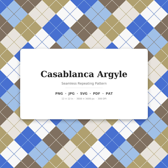 Casablanca Argyle Seamless Pattern | Multi-Color Fabric Design (Digital Download)
