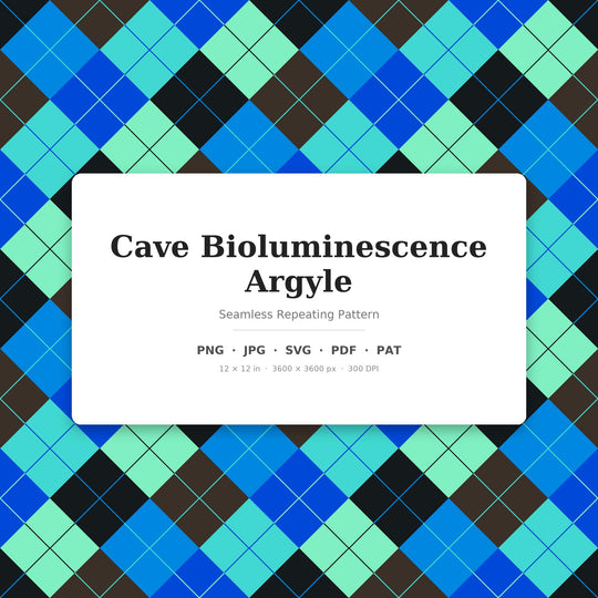 Cave Bioluminescence Argyle Seamless Pattern (Digital Download)