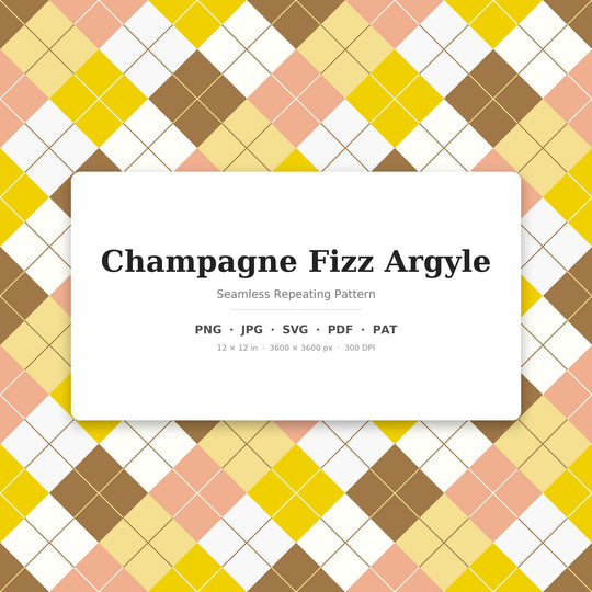 Champagne Argyle Seamless Pattern | Multi-Color Champagne Fizz Argyle | .png .jpg .svg .pdf .pat | Digital Paper | Fabric & Surface Design