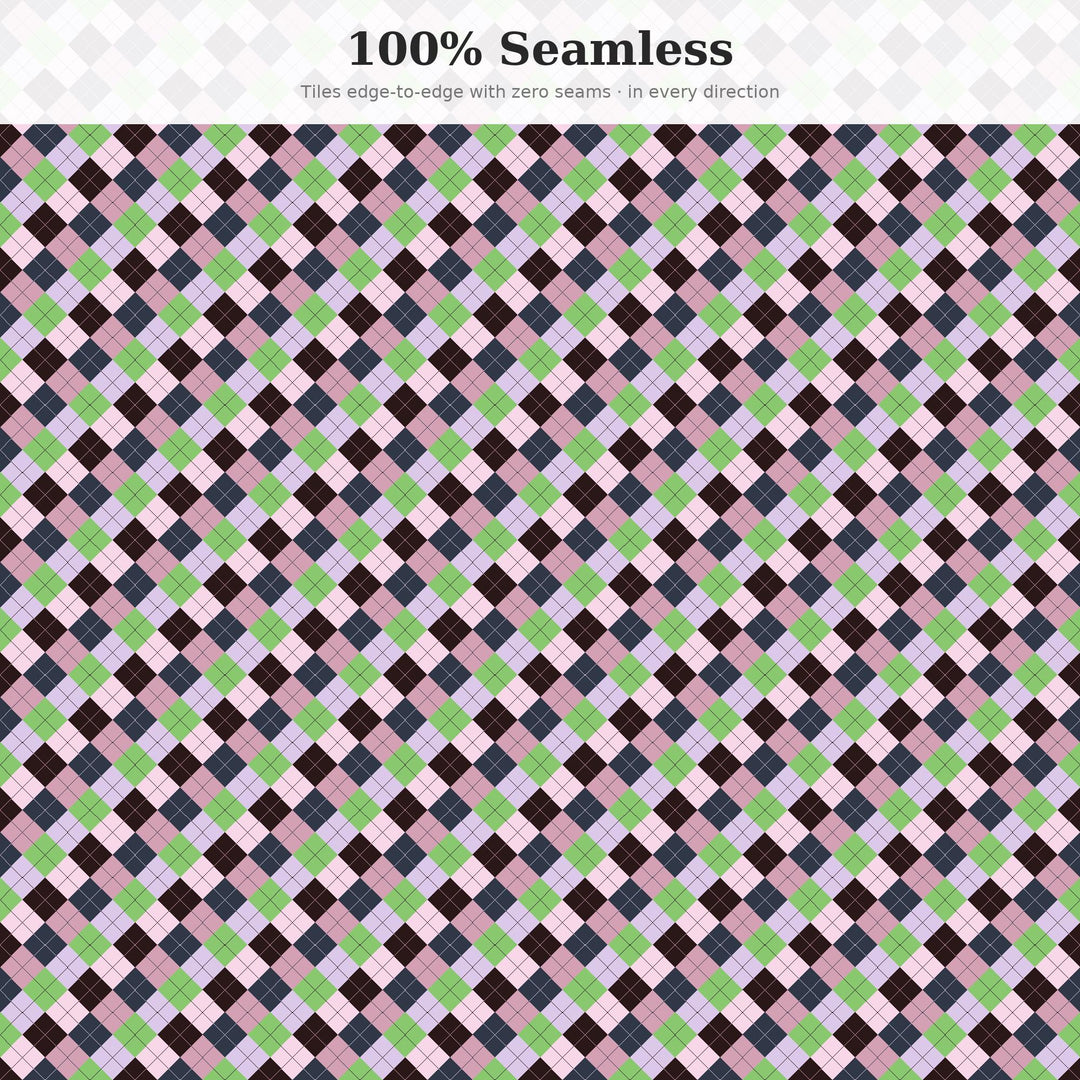 Cherry Blossom Storm Argyle Seamless Pattern | Digital Download (png, jpg, svg, pdf, pat)