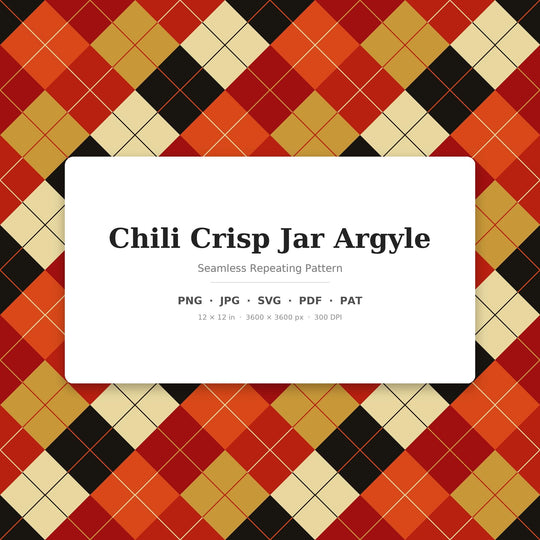 Chili Argyle Seamless Pattern | Multi-Color Chili Crisp Jar Argyle | .png .jpg .svg .pdf .pat | Digital Paper | Fabric & Surface Design