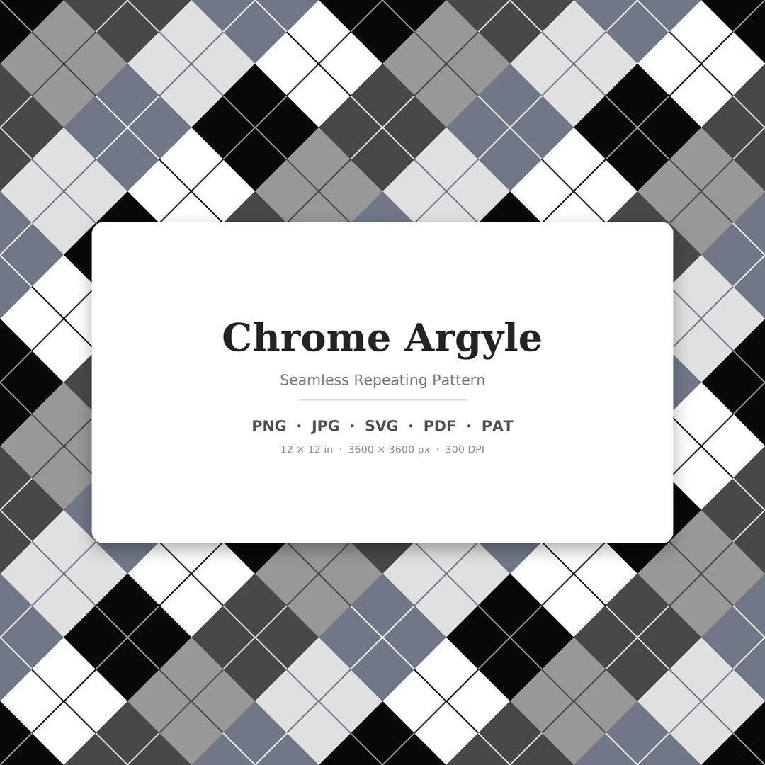 Chrome Argyle Seamless Pattern | Multi-Color Chrome Argyle | .png .jpg .svg .pdf .pat | Digital Paper | Fabric & Surface Design