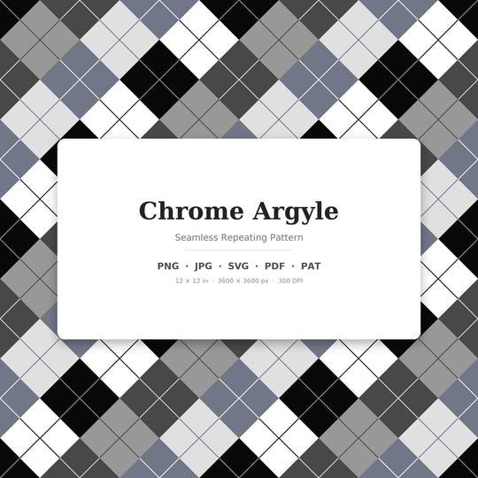 Chrome Argyle Seamless Pattern | Multi-Color Chrome Argyle | .png .jpg .svg .pdf .pat | Digital Paper | Fabric & Surface Design