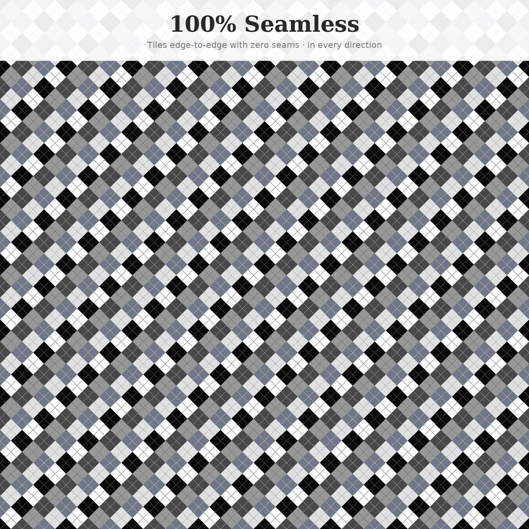 Chrome Argyle Seamless Pattern | Multi-Color Chrome Argyle | .png .jpg .svg .pdf .pat | Digital Paper | Fabric & Surface Design