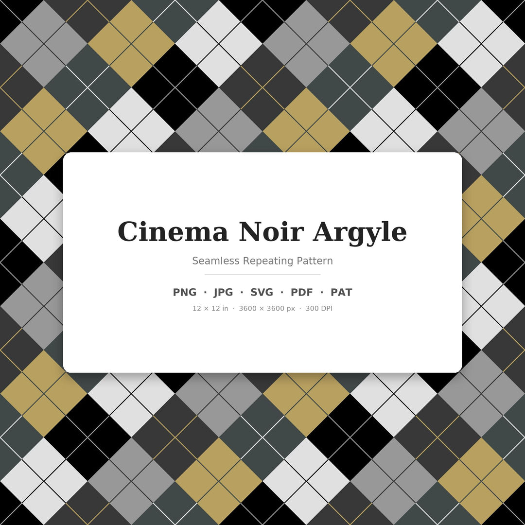 Cinema Noir Argyle Seamless Pattern | Multi-Color Digital Paper (Digital Download)