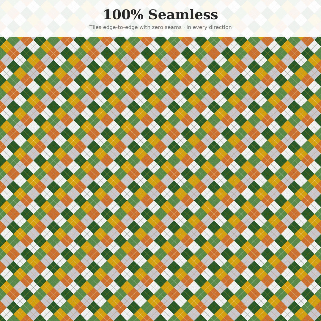 Circuit Board Argyle Seamless Pattern | Multi-Color Fabric Design (Digital Download)