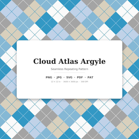 Cloud Atlas Argyle Seamless Pattern | Multi-Color Fabric Design (Digital Download)