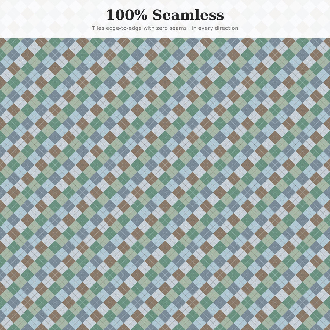 Coastal Argyle Seamless Pattern | Multi-Color Coastal Fog Argyle | .png .jpg .svg .pdf .pat | Digital Paper | Fabric & Surface Design