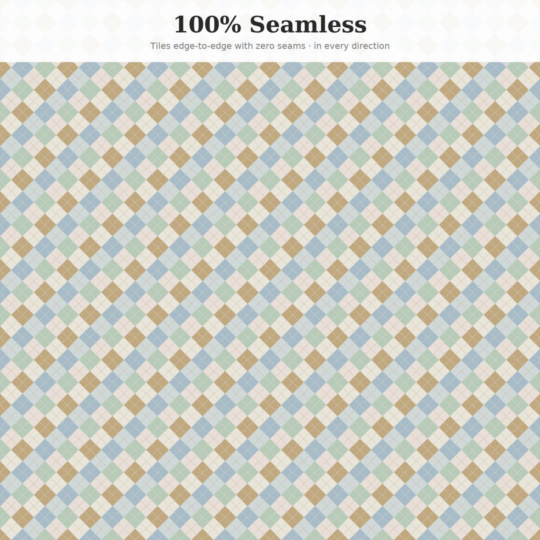 Coastal Argyle Seamless Pattern | Multi-Color Coastal Grandmother Argyle | .png .jpg .svg .pdf .pat | Digital Paper