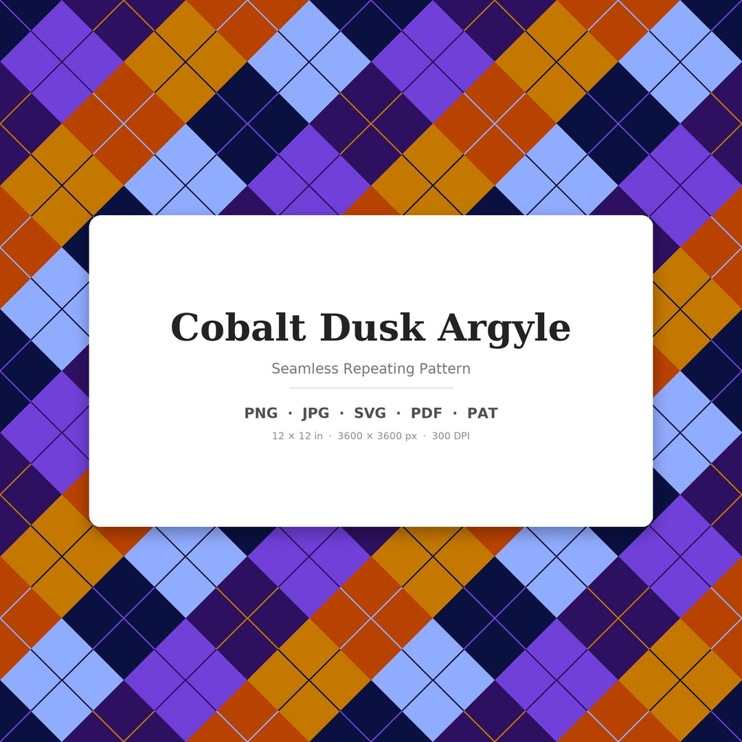 Cobalt Dusk Argyle Seamless Pattern | Fabric & Surface Design (Digital Download)