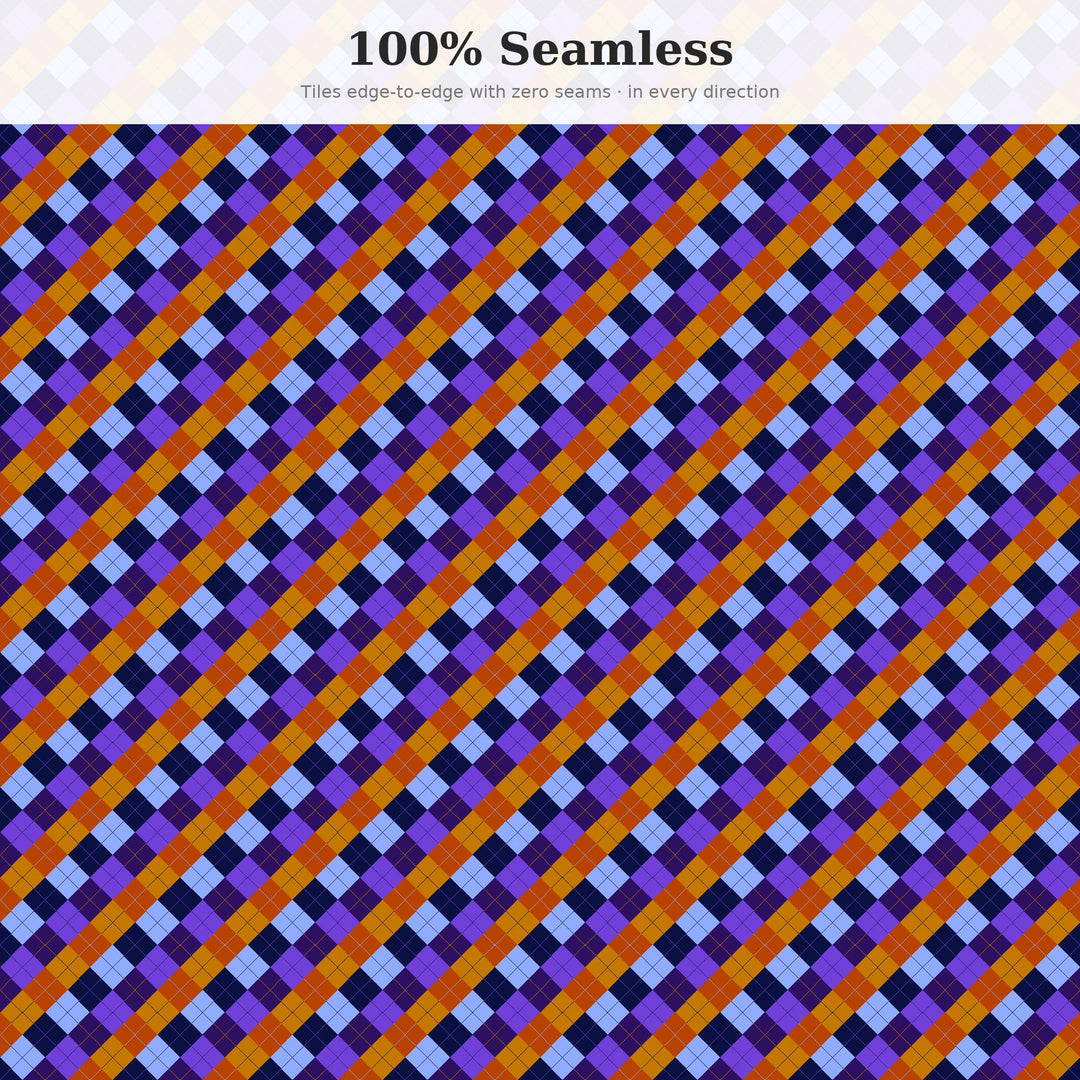 Cobalt Dusk Argyle Seamless Pattern | Fabric & Surface Design (Digital Download)