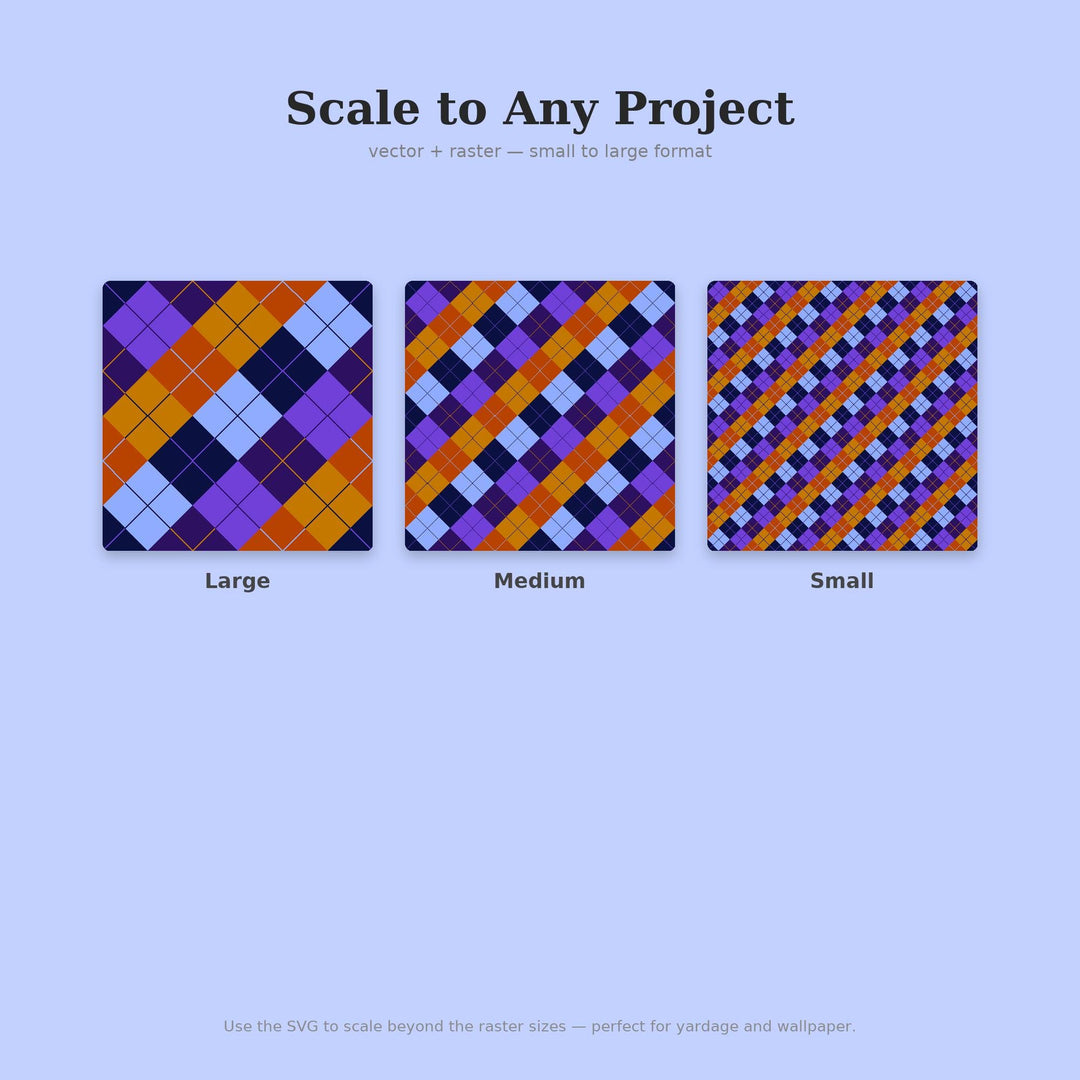 Cobalt Dusk Argyle Seamless Pattern | Fabric & Surface Design (Digital Download)