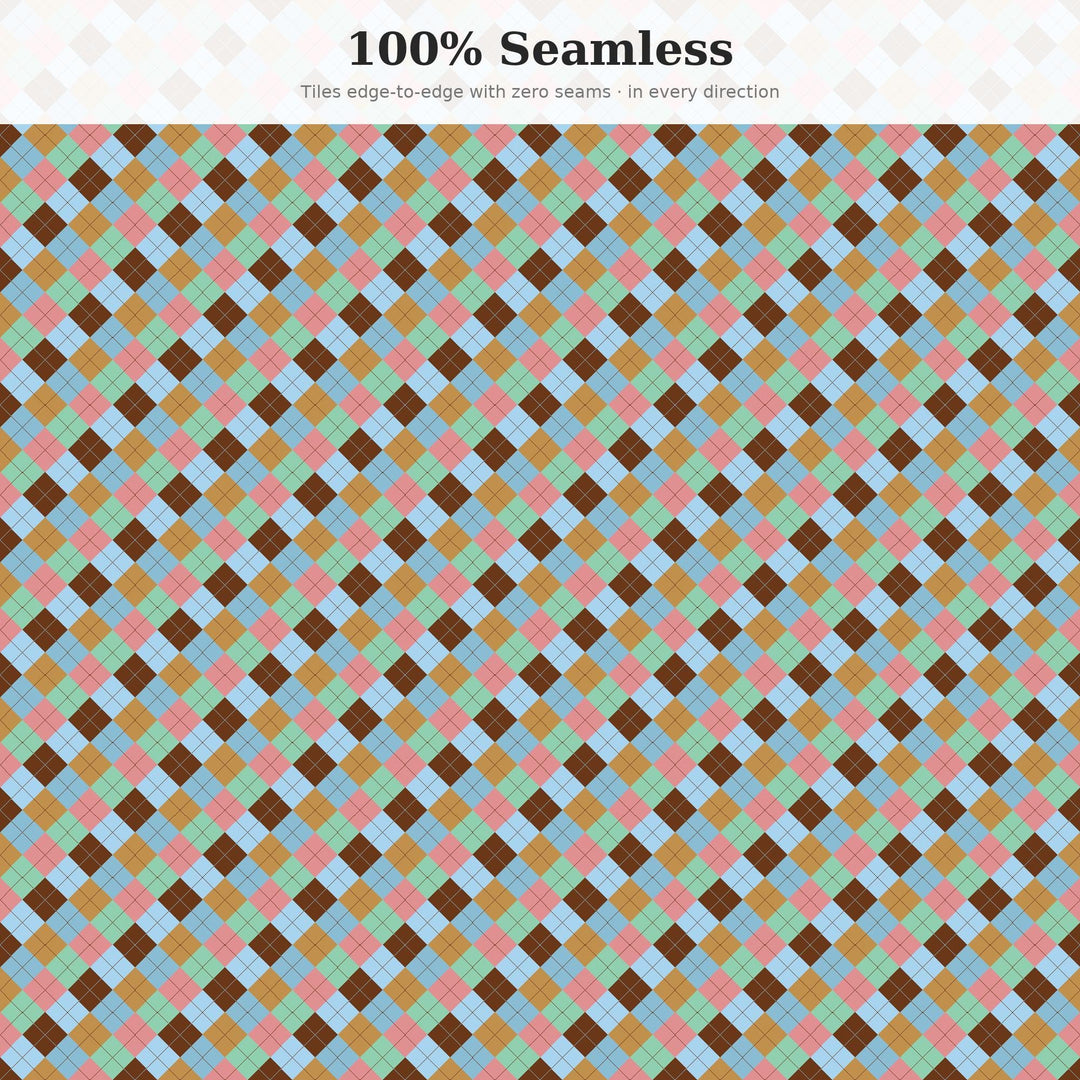 Cold Plunge Steam Argyle Seamless Pattern | Multi-Color Fabric Surface Design (Digital Download)