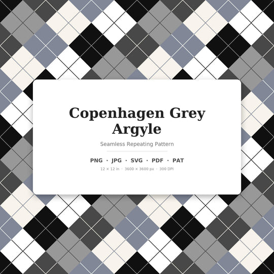 Copenhagen Grey Argyle Seamless Pattern | Fabric, Surface Design (Digital Download)