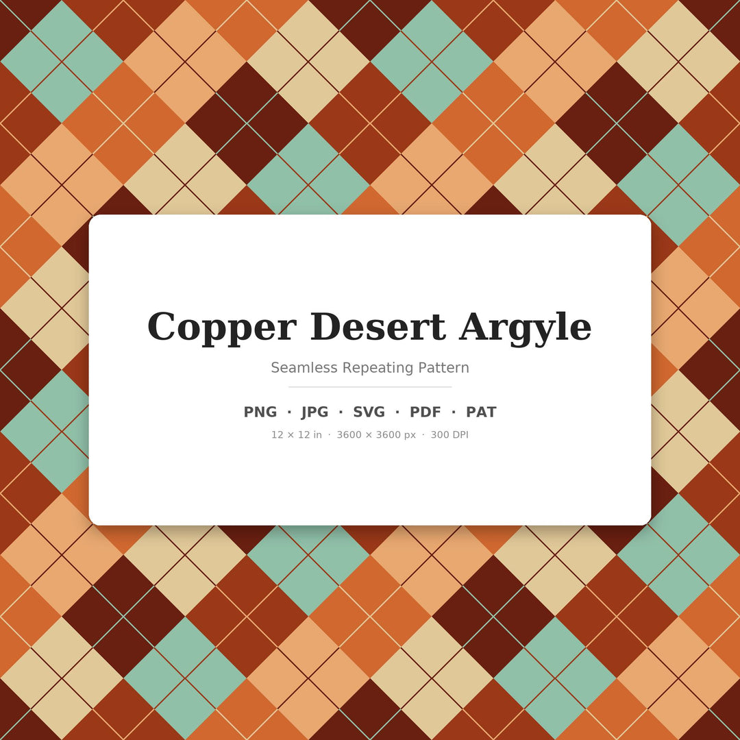 Copper Argyle Seamless Pattern | Multi-Color Copper Desert Argyle | .png .jpg .svg .pdf .pat | Digital Paper | Fabric & Surface Design