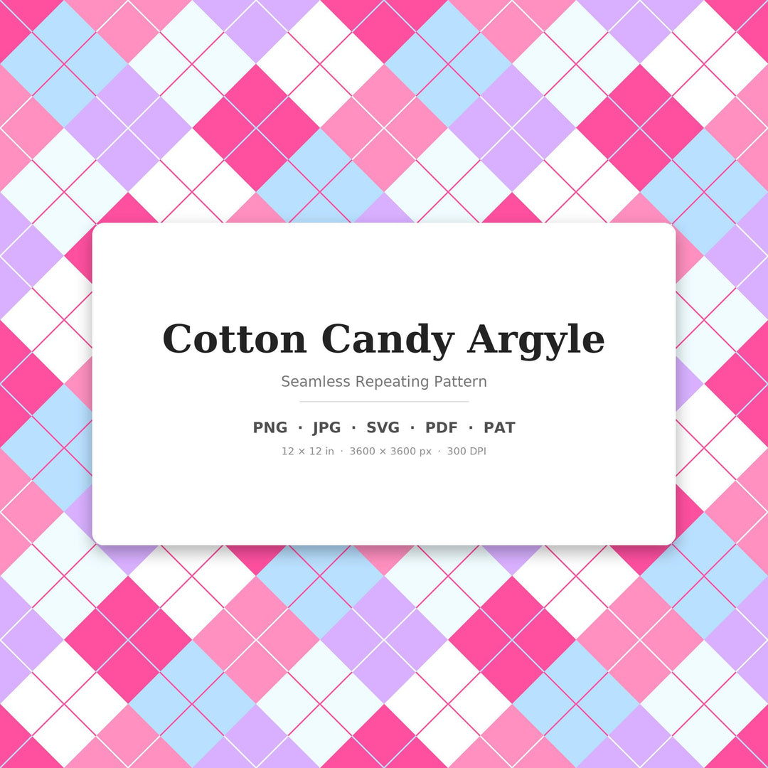 Cotton Candy Argyle Seamless Pattern | Fabric, Surface Design (Digital Download)