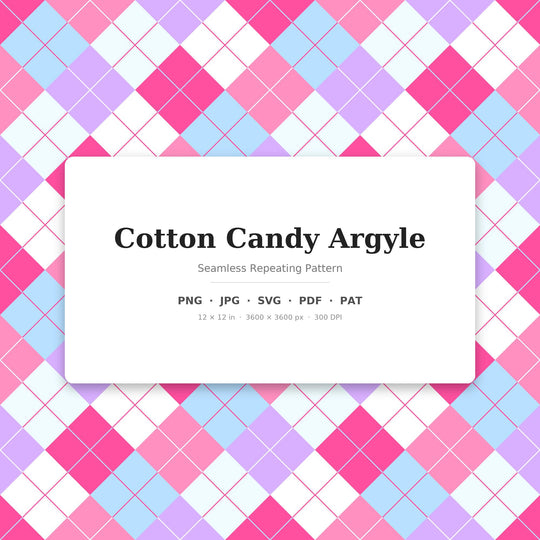 Cotton Candy Argyle Seamless Pattern | Fabric, Surface Design (Digital Download)