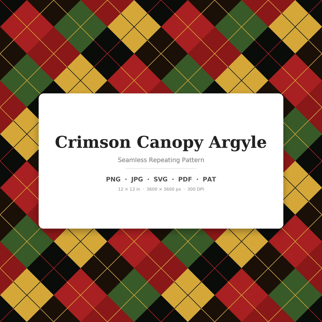 Crimson Argyle Seamless Pattern | Multi-Color Crimson Canopy Argyle | .png .jpg .svg .pdf .pat | Digital Paper | Fabric & Surface Design