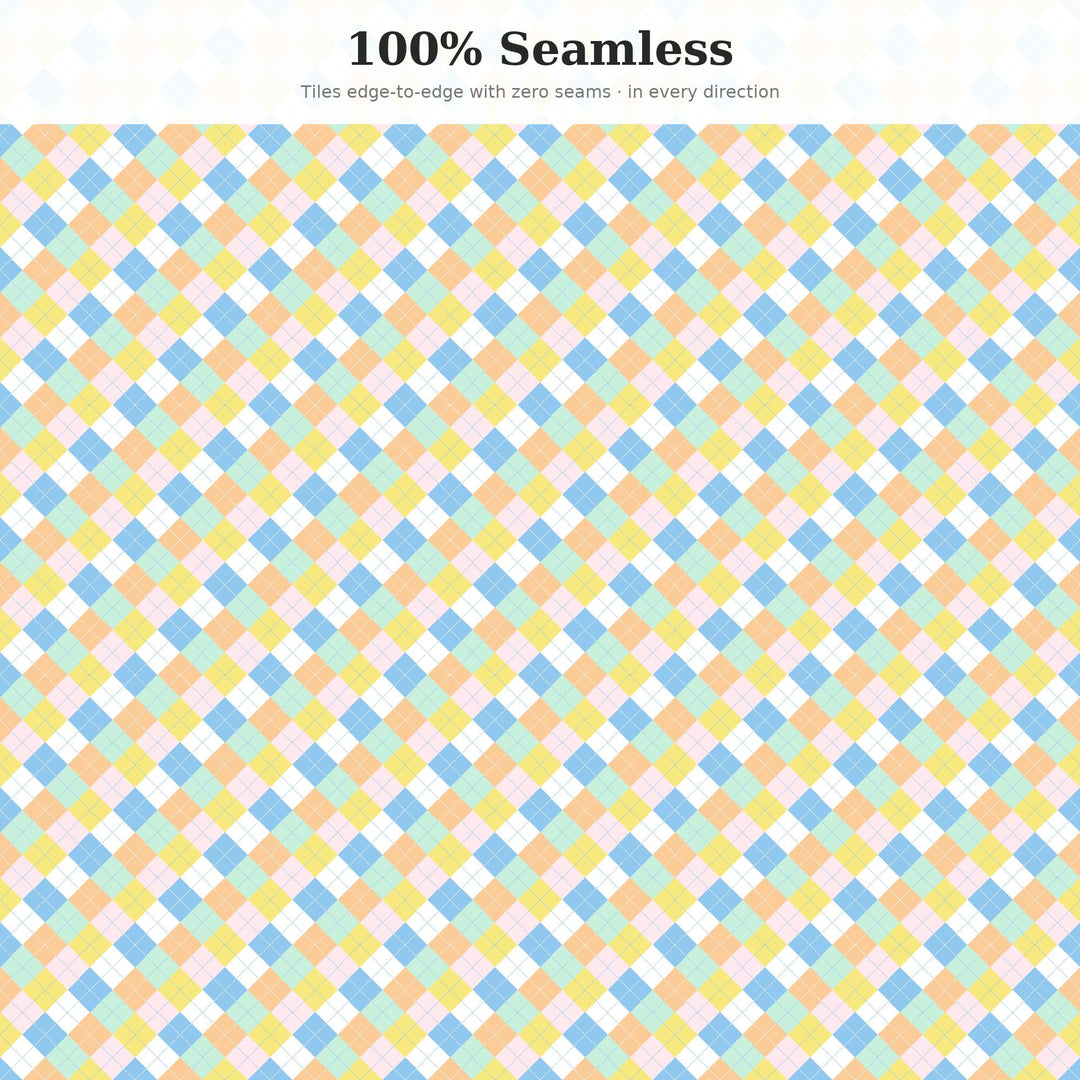Cuban Argyle Seamless Pattern | Multi-Color Cuban Pastels Argyle | .png .jpg .svg .pdf .pat | Digital Paper | Fabric & Surface Design