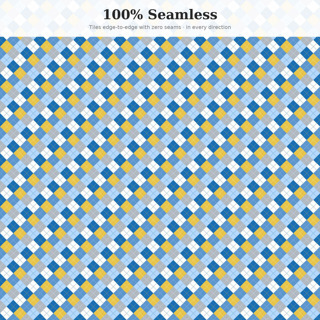 Cumulus Argyle Seamless Pattern | Multi-Color Fabric Design (Digital Download)